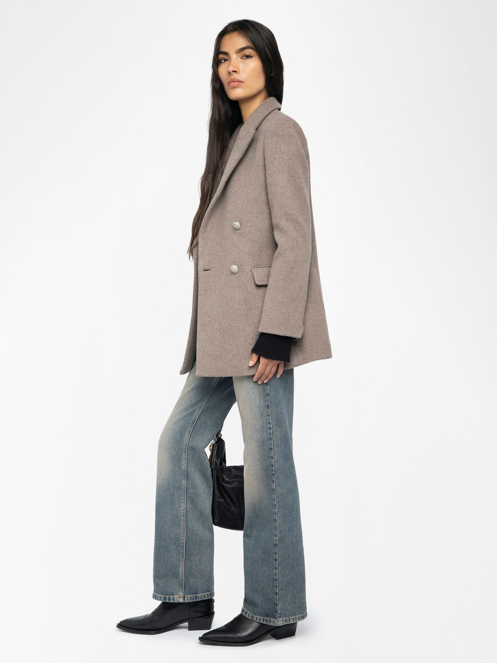 Miew Coat - Peacoat-style coat in wool blend, long sleeves and double-breasted button fastening.